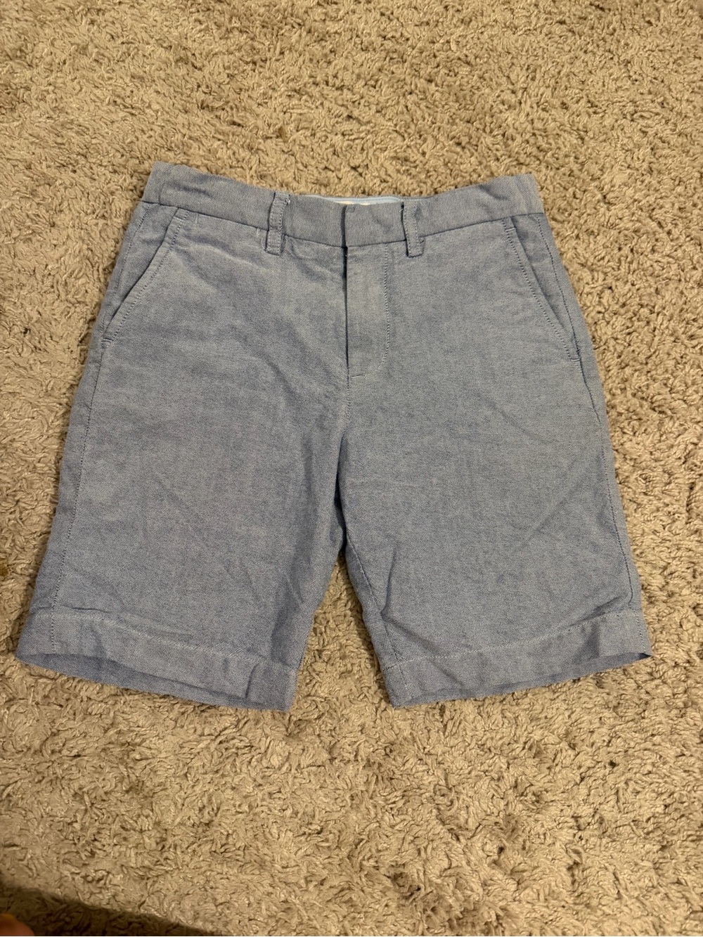 Crewcuts Light Blue Chambray Flat-Front Cotton Preppy Chino Shorts